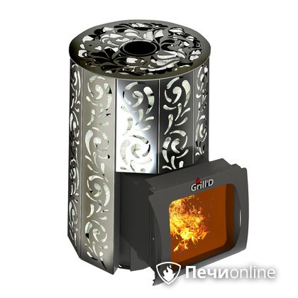 Дровяная печь-каменка GrillD Violet window short Max Жадеит 80 в Алматы