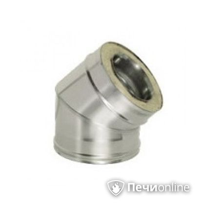 Дымоход Дымок Колено 45° с изоляцией 0,8 мм. OТFR45  120/200 в Алматы
