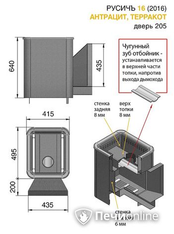 Дровяные печи-каменки Везувий Русичъ Антрацит 16 (205) 2016 в Алматы