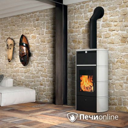Печь-камин Edilkamin Flamma 24 kw V.A. Bianco Panna с Т/О в Алматы