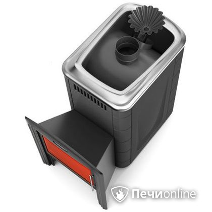 Дровяная банная печь TMF Ангара 2012 Carbon Витра с закрытой каменкой антрацит в Алматы