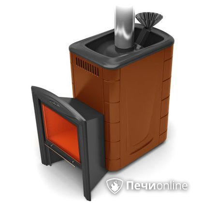 Дровяная банная печь TMF Гейзер 2014 Inox Витра  Терракота в Алматы