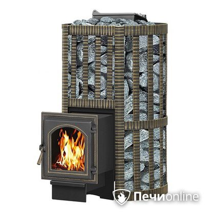 Дровяная банная печь Везувий Ураган Ковка 22 (270) с закрытой каменкой чугун в Алматы